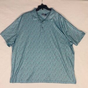 Ben Hogan Performance Golf Polo Shirt Mens 3XL Aqua Cocktail‎ Print Stretch